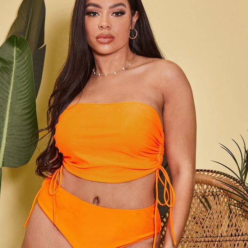 Damen Tankini-Set mit verstellbarem Wickel-Top und hochgeschnittenen Shorts EB