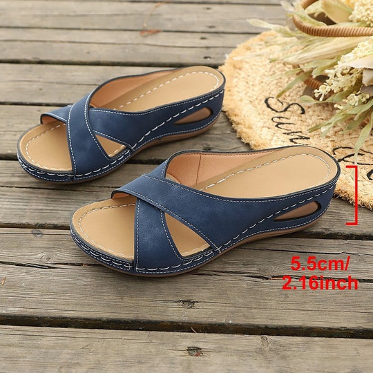Damen Komfortable Wedge-Pantoletten EB