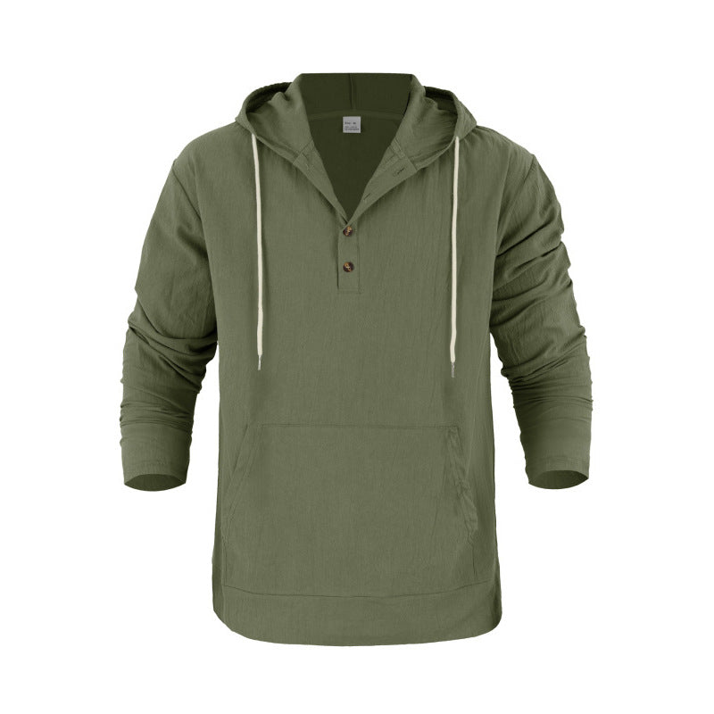 Herren Kapuzensweater mit Knopfleiste und praktischen Taschen EB