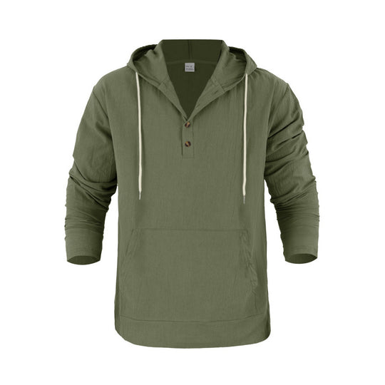 Herren Kapuzensweater mit Knopfleiste und praktischen Taschen EB
