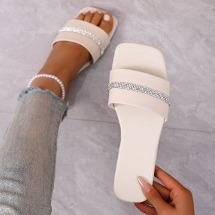 Damen modische Slides mit glitzerndem Riemen EB