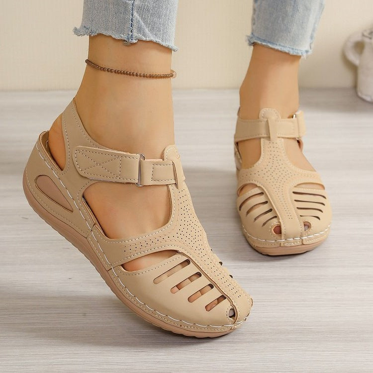 Damen Komfortable Keil-Sandalen mit atmungsaktiven Riemen EB