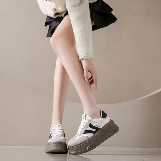 Damen Modische Plattform Sneakers mit dicker Sohle und atmungsaktiver Obermaterialstruktur EB