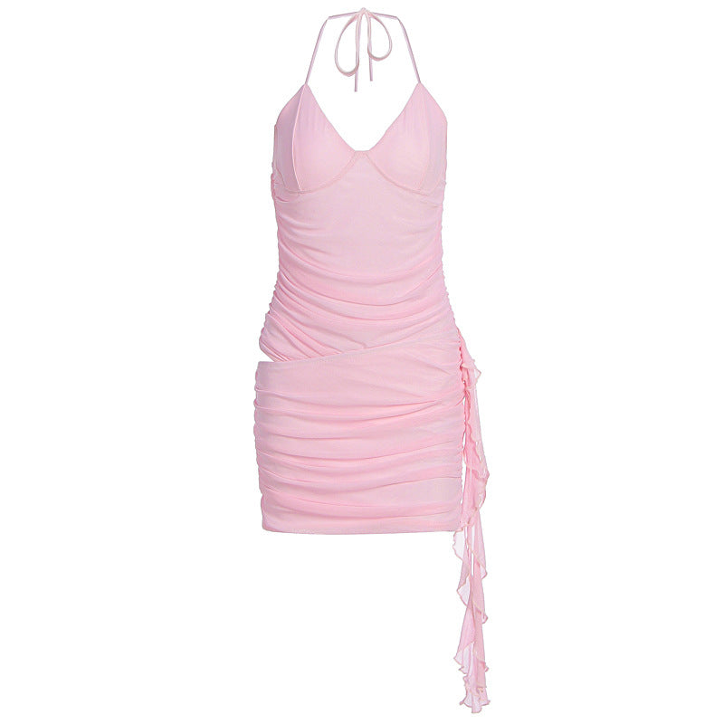 Damen Sexy Wickelkleid mit Rüschendetails und verstellbarem Träger EB
