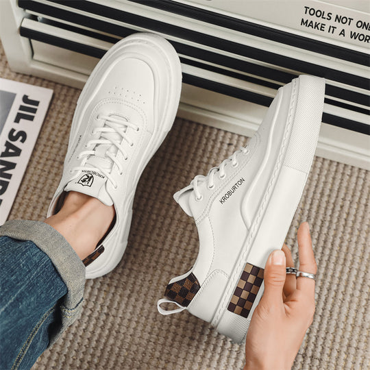 Damen Sportliche Sneakers mit modischem Leder-Design und dämpfender Laufsohle EB