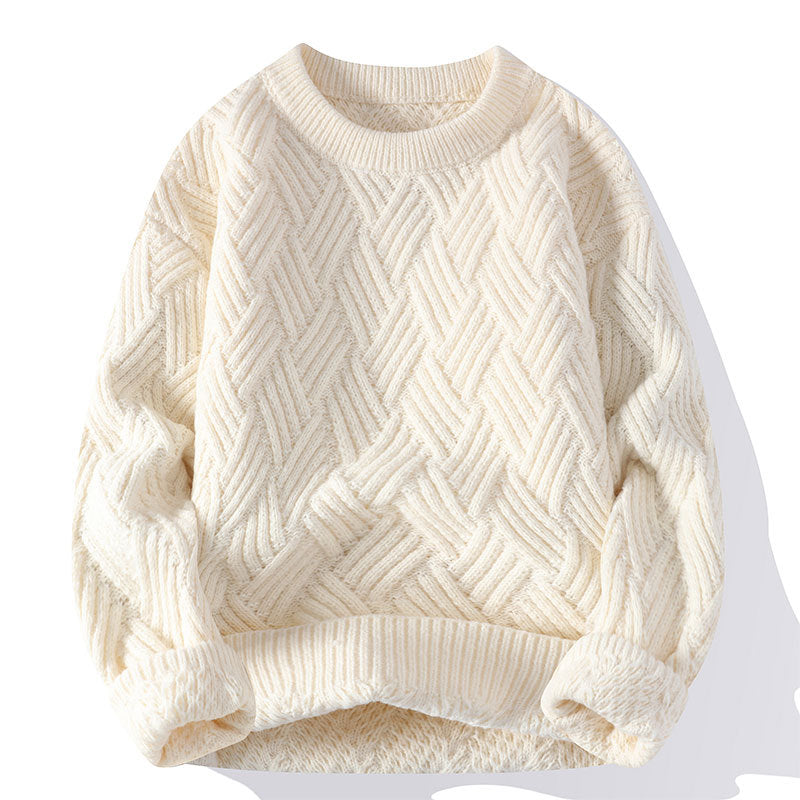 Damen nan grobgestrickter Oversize-Pullover mit Zopfmuster und elastischem Rippbund EB