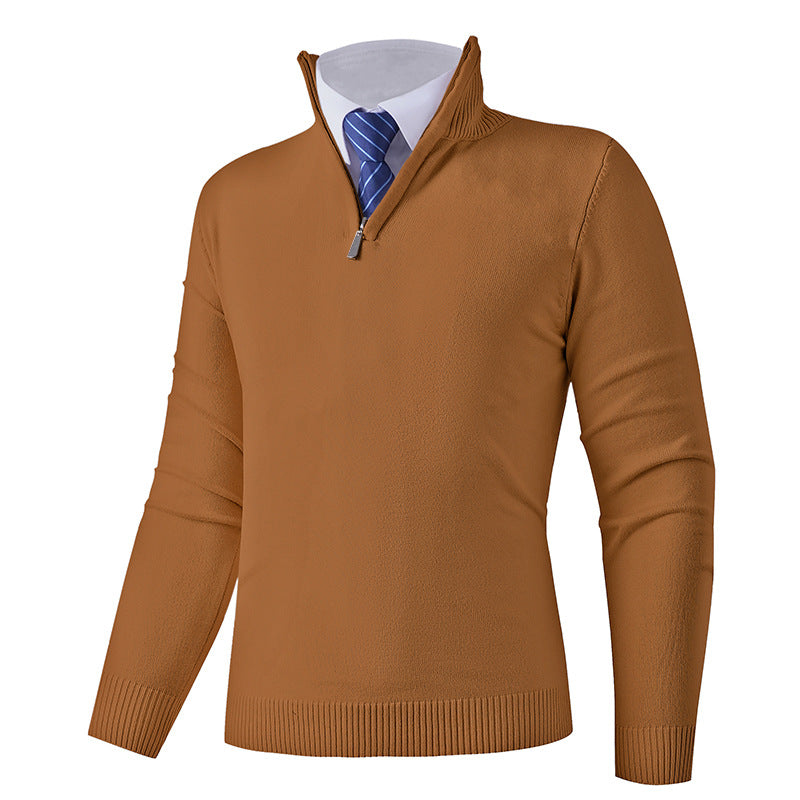 Herren eleganter Stehkragenpullover mit Reißverschluss EB