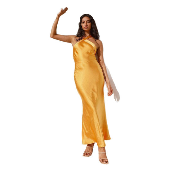Damen elegantes Maxikleid mit raffiniertem Schnitt und schulterfreiem Design EB