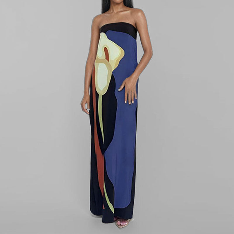 Damen Maxikleid mit elegantem Design und farbenfrohen Akzenten EB