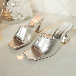 Damen stylische Mules mit elegantem Blockabsatz EB