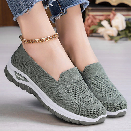 Damen Slip-On Laufschuhe mit luftdurchlässigem Strickdesign und dämpfender Sohle EB