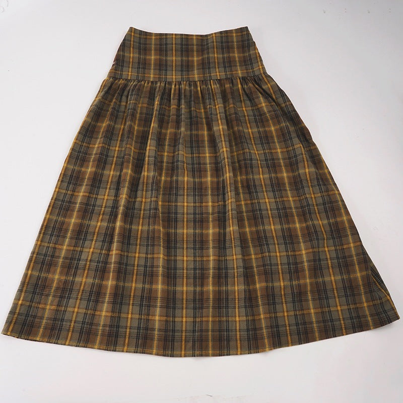 Damen Karierter Midirock mit hohem Taillenbund und voluminösem Schnitt EB