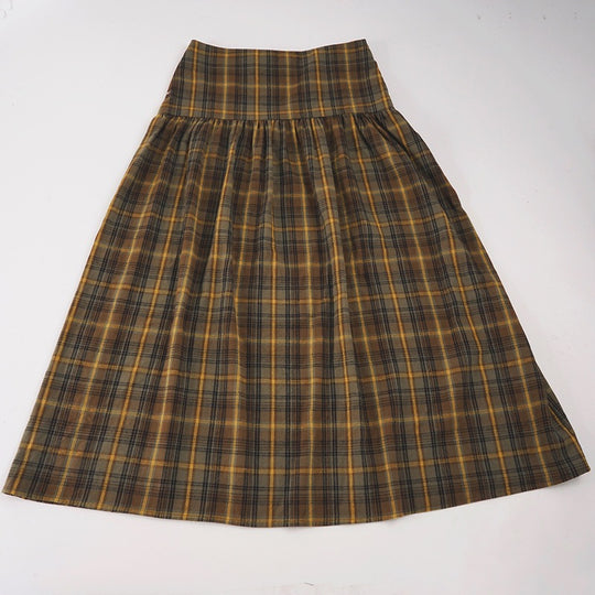 Damen Karierter Midirock mit hohem Taillenbund und voluminösem Schnitt EB