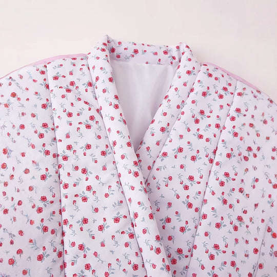 Damen Quilt-Jacke mit floralem Design und bindbarem Taillenzug EB