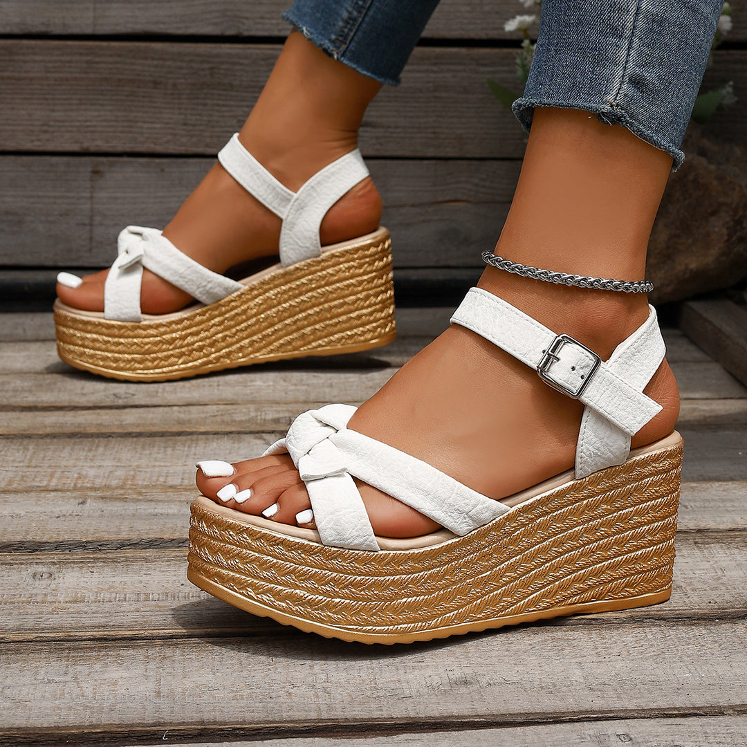 Damen Wedge-Sandalen mit kunstvollem Riemen-Design und komfortabeler Sohle EB
