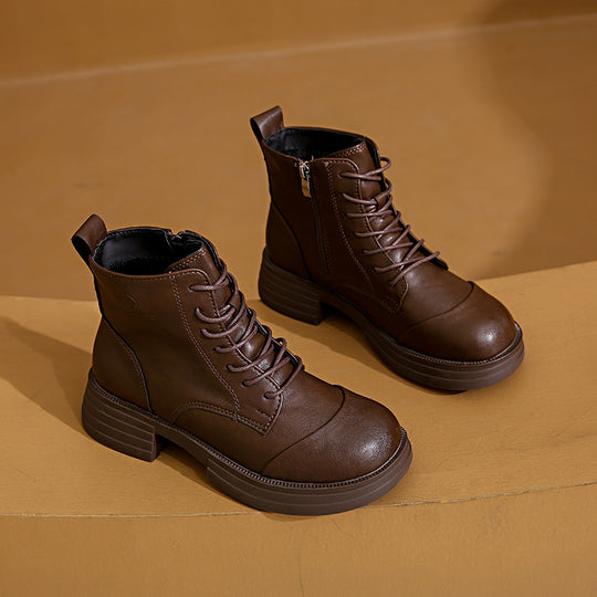 Damen gefütterte Stiefeletten mit modischem Zipper und derben Profilsohle EB