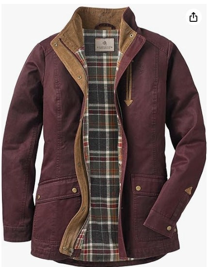 Damen lässige Utility-Jacke mit Karo-Innenfutter EB