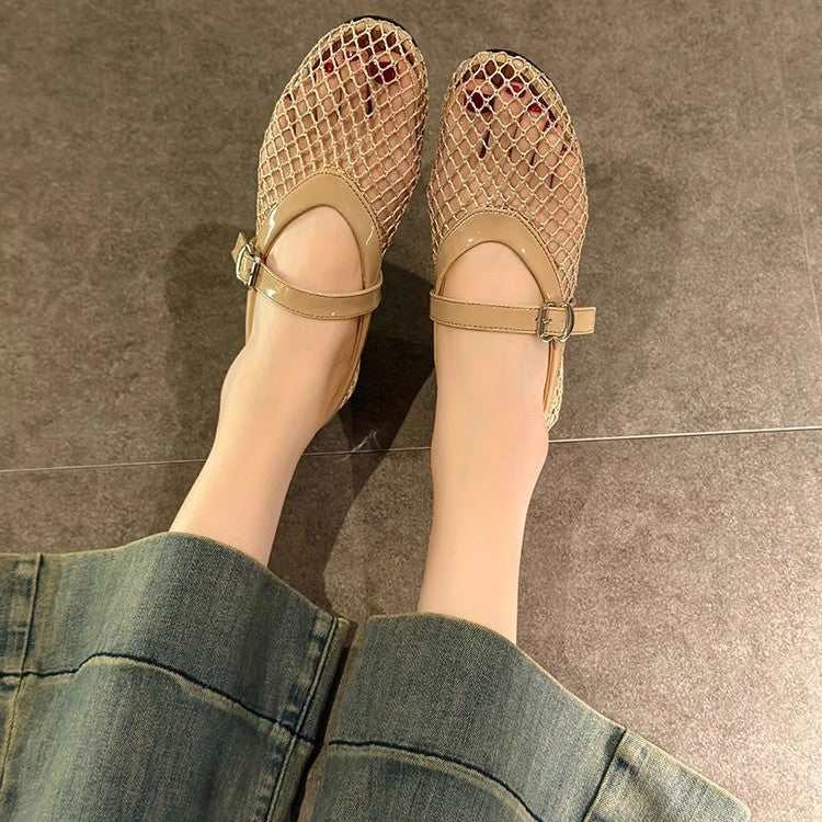 Damen elegante Ballerinas mit Netzdesign EB