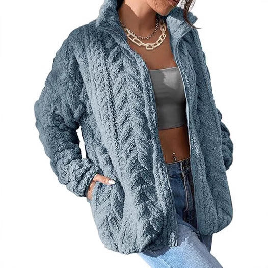 Damen Kuschel-Fleecejacke mit Oversized-Schnitt und Stehkragen EB