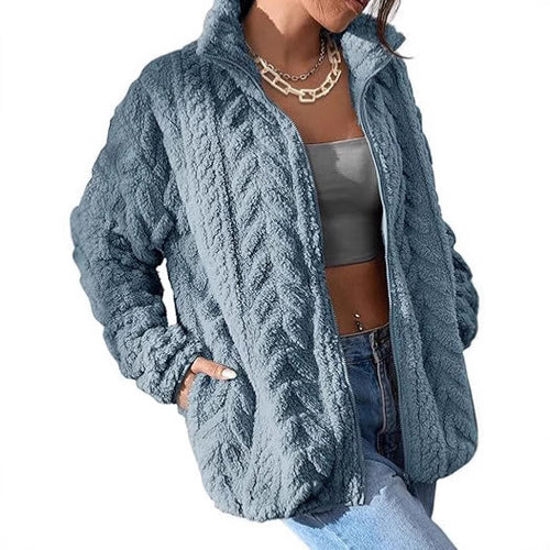 Damen Kuschel-Fleecejacke mit Oversized-Schnitt und Stehkragen EB