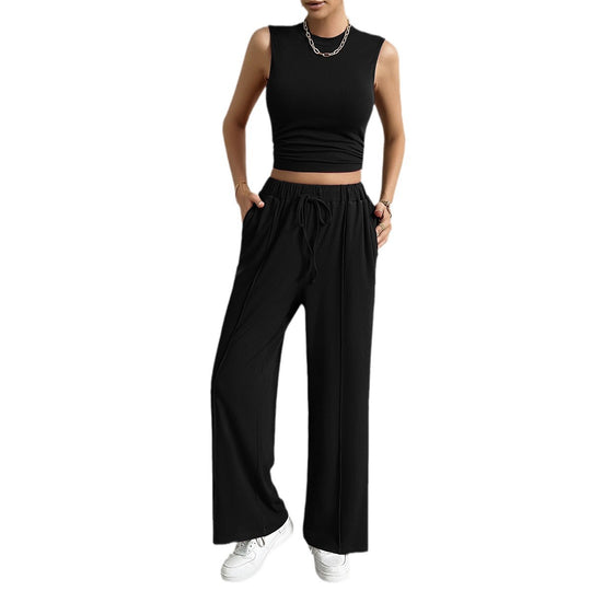 Damen Freizeit-Set mit tailliertem Top und weitem Hose EB