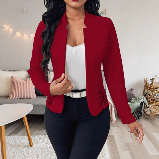 Damen Elegante Blazerjacke mit feinen Häkelverzierungen EB