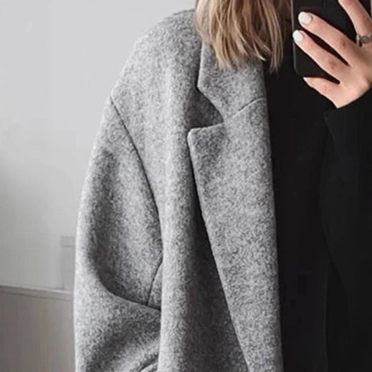 Damen Oversized Wollmantel mit klassischem Schnitt und bequemen Taschen EB