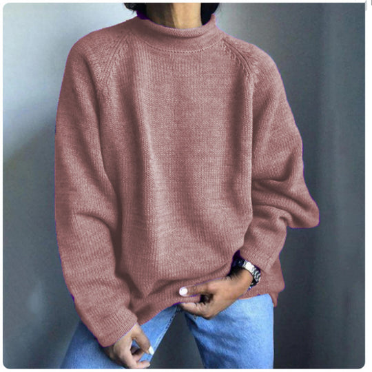 Damen nan kastiger Feinstrickpullover mit kurzem Stehkragen und Raglanärmeln EB