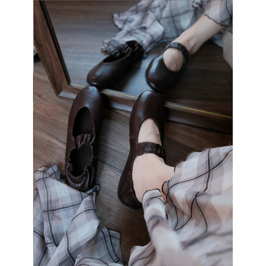 Damen Ballerinas aus softem Leder mit elastischem Riemen EB