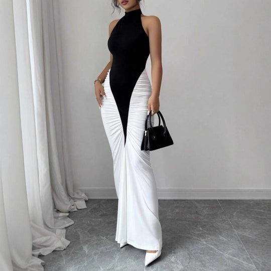 Damen Elegantes, figurbetontes Abendkleid mit Kunstseiden-Raffung EB