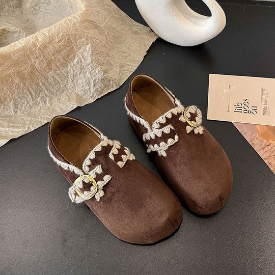 Damen Bequeme Mokassins mit dekorativem Schnallen-Detail und weichem Innenfutter EB