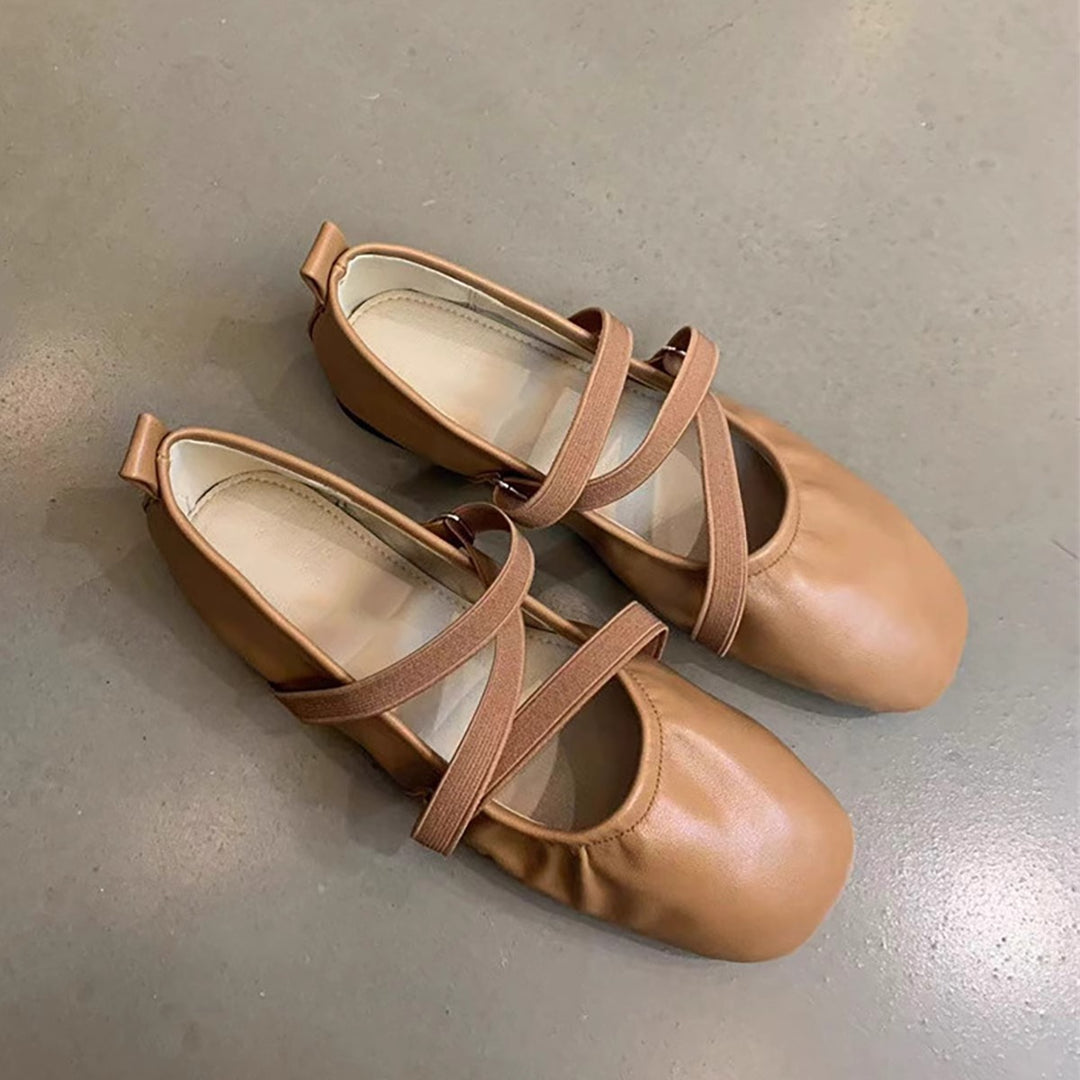Damen Ballerinas mit modischem Riemen und komfortablem Fußbett EB