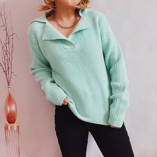 Damen lässiger Pullover mit modernem Rippdesign EB