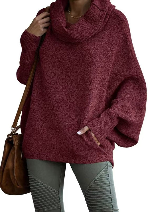 Damen Oversized Strickpullover mit Rollkragen EB