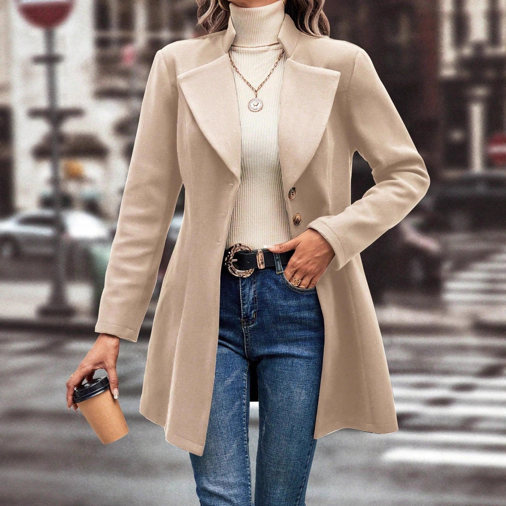 Damen eleganter Langblazer mit modernem Kragen und tailliertem Schnitt EB
