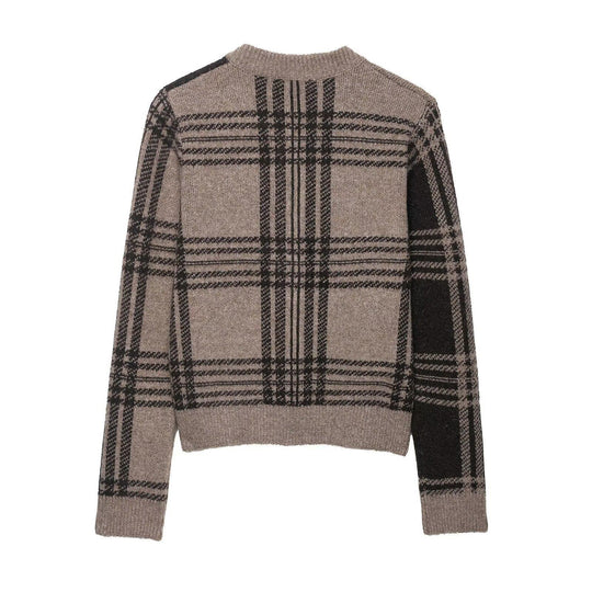 Damen Chicer Karoknopf-Pullover EB
