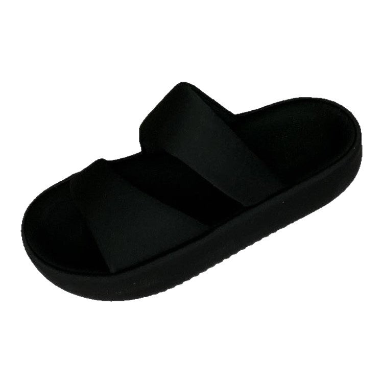 Damen komfortable Plateau-Sandalen mit breitem Doppelriemen und rutschfester Sohle EB