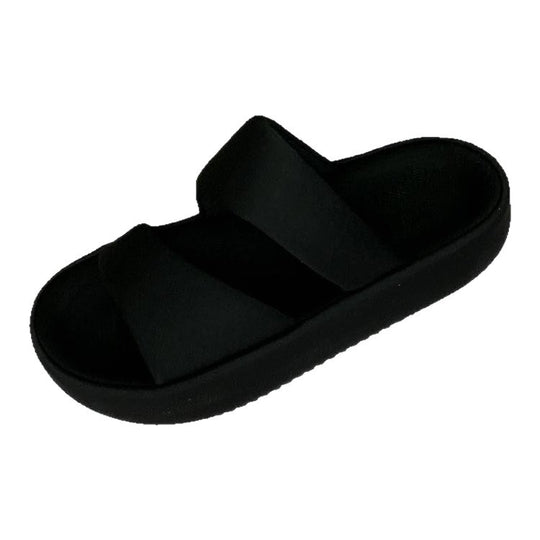 Damen komfortable Plateau-Sandalen mit breitem Doppelriemen und rutschfester Sohle EB