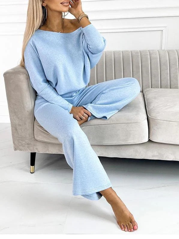 Damen Lässiges Oberteil und weite Hose Set EB