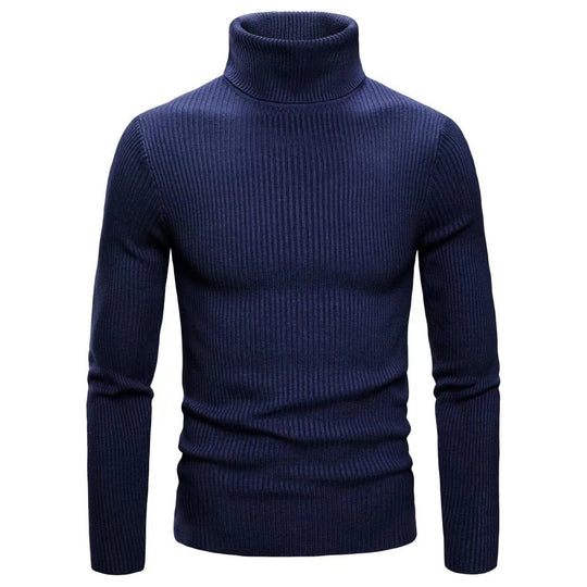 Herren hochwertiger Rollkragenpullover aus feinem Rippstrick EB