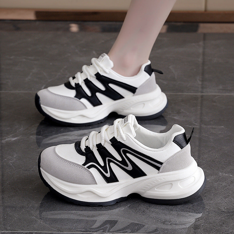 Damen modische Chunky Sneakers mit atmungsaktiver Oberfläche und stabiler Profilsohle EB