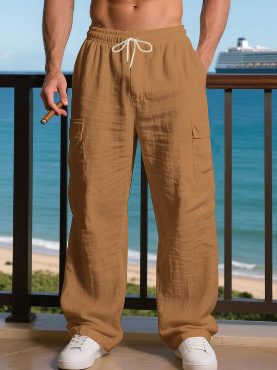 Herren entspannte Cargo-Hose mit elastischem Bund und praktischen Seitentaschen EB