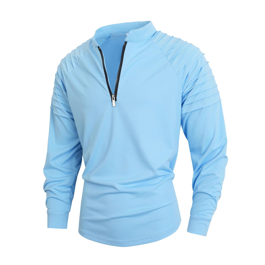 Herren Langarmshirt mit modernem Stehkragen und Reißverschluss EB