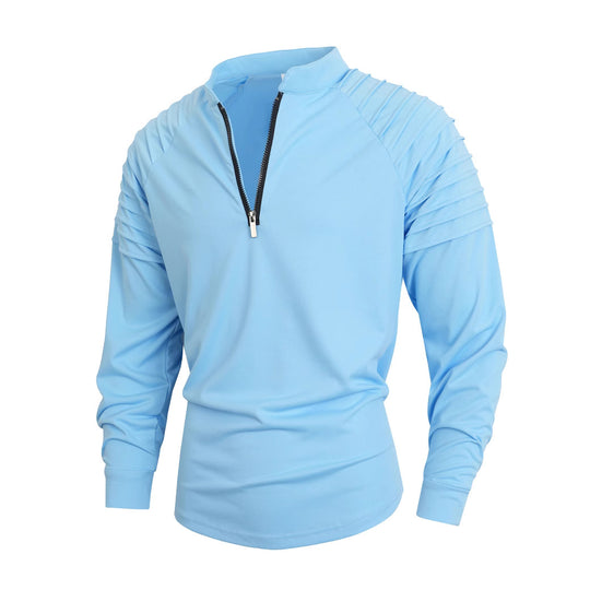 Herren Langarmshirt mit modernem Stehkragen und Reißverschluss EB