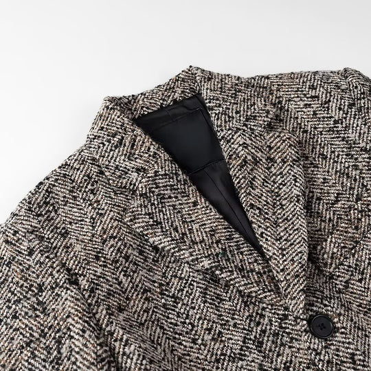 Damen Elegante Wollblazerjacke mit Taillengürtel EB