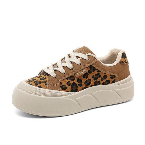 Damen Chunky Sneakers mit Leopardenmuster und bequemer Sohle EB
