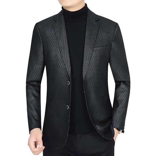 Herren Slim-Fit Sakko in Lederoptik mit fallendem Revers EB