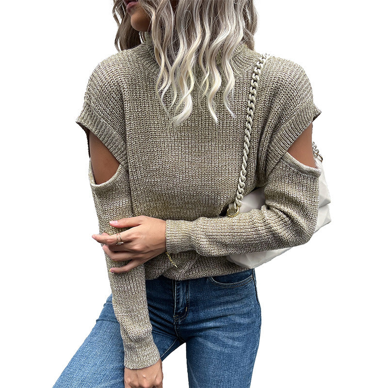 Damen Strickpullover mit schulterfreiem Design EB