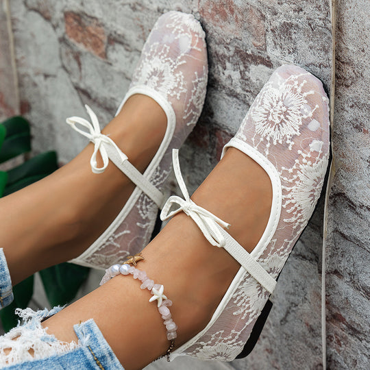 Damen elegante Spitzenschuhe mit floralem Gestaltung EB