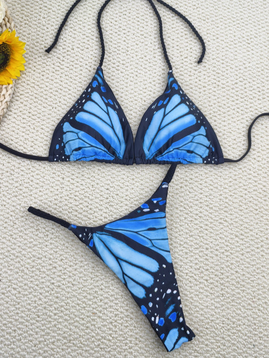 Damen Bikini-Set mit trendigem Schmetterlingsdesign und verstellbaren Bändern EB
